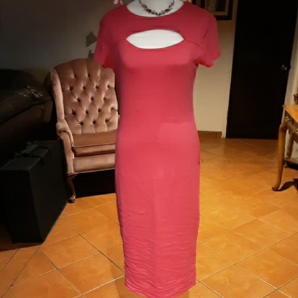 Elegant Hot Pink Cut-Out Dress